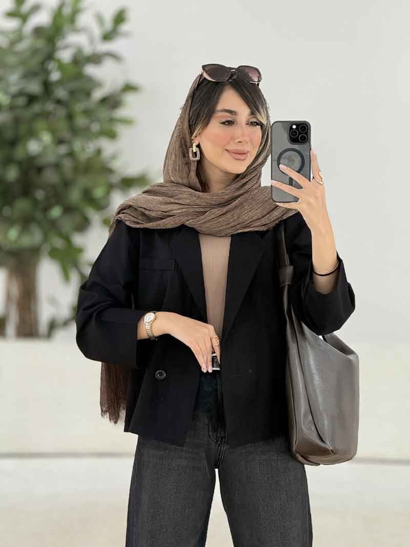 مانتو کتی دو دکمه ثمینا کد 7865 — تصویر ۴