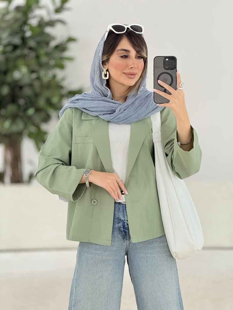 مانتو کتی دو دکمه ثمینا کد 7865 — تصویر ۷