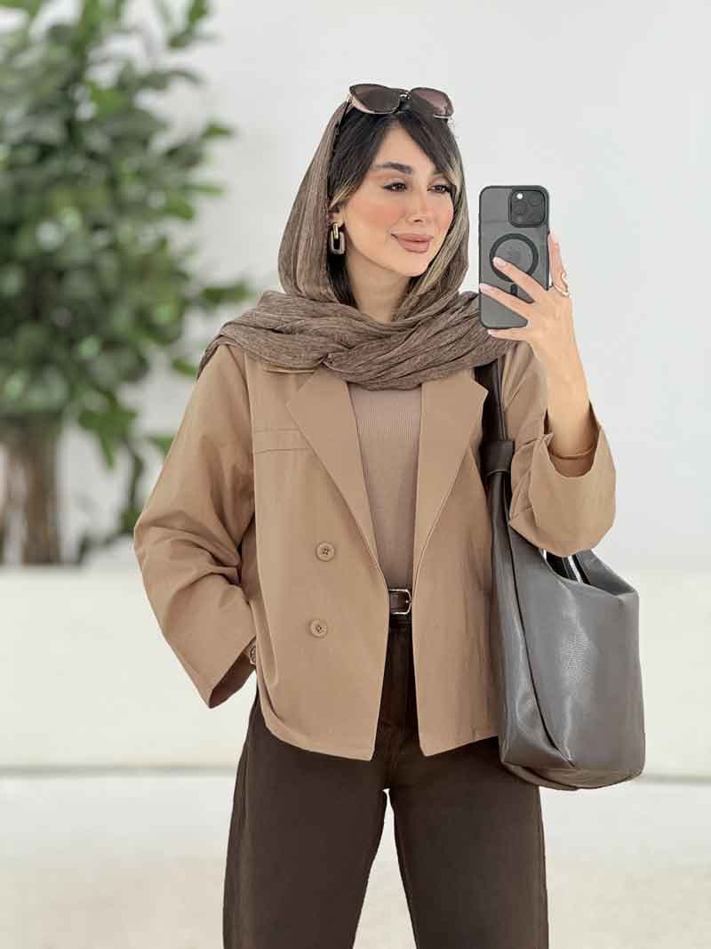 مانتو کتی دو دکمه ثمینا کد 7865 — تصویر ۲