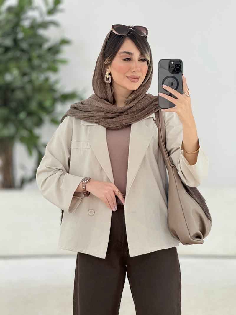 مانتو کتی دو دکمه ثمینا کد 7865 — تصویر ۵