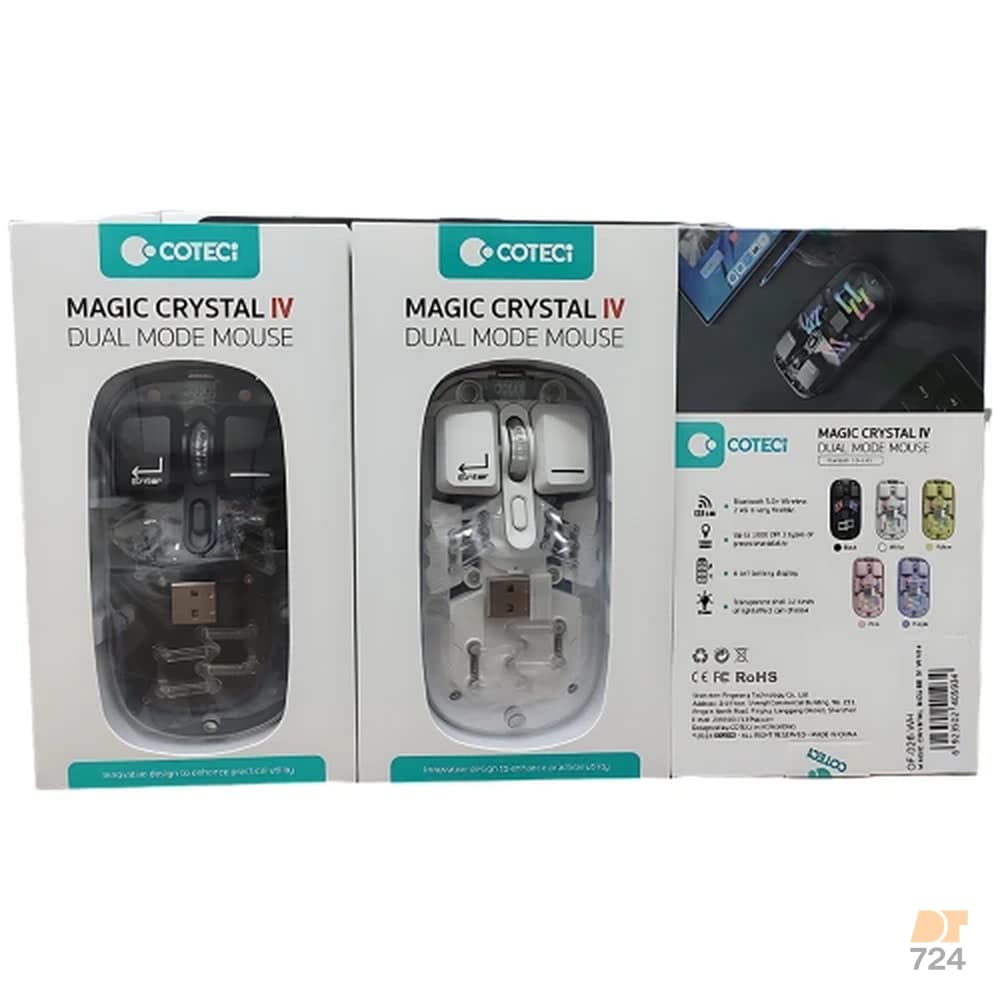 ماوس بی‌سیم دومنظوره شفاف و نورانی کوتسی مدل Magic Crystal IV – کد OF-026 — تصویر ۳