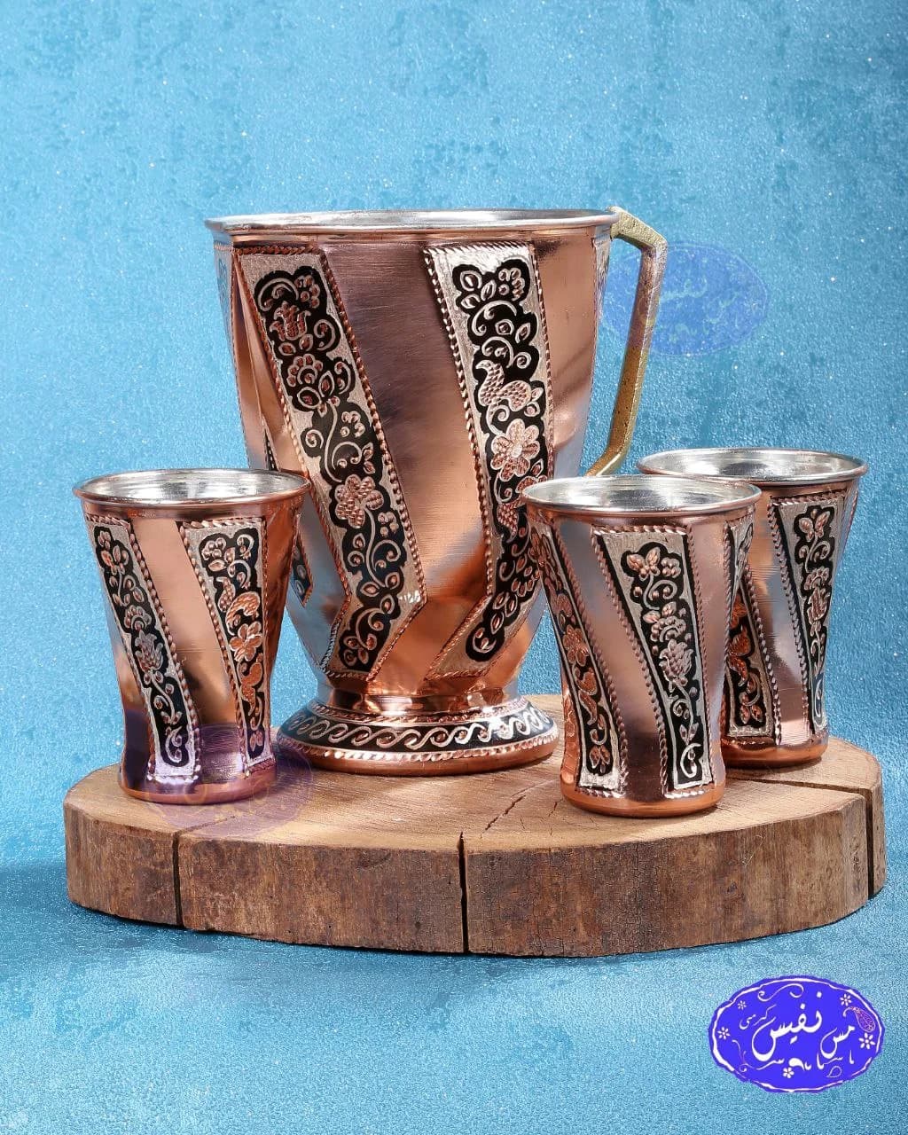 لیوان مسی پیچی نقره کوب — تصویر ۲
