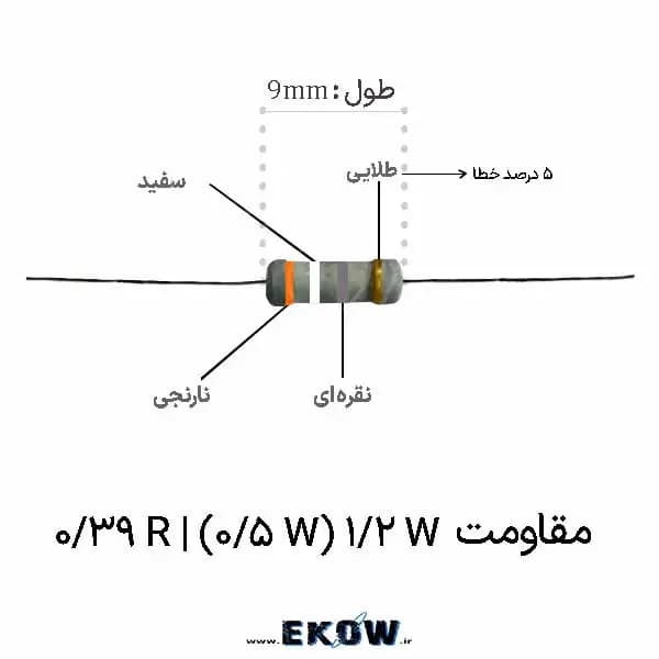مقاومت 1/2 وات 0.39 اهم (1/2W 0.39R )