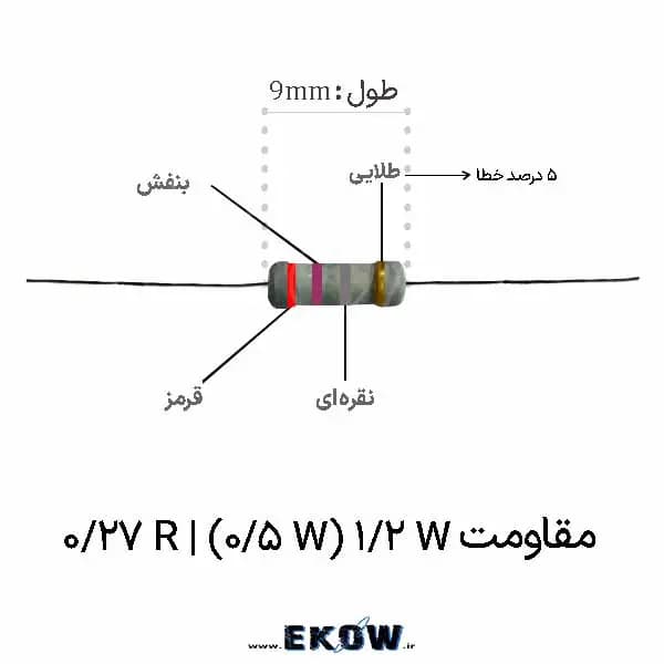 مقاومت 1/2 وات 0.27 اهم (1/2W 0.27R )