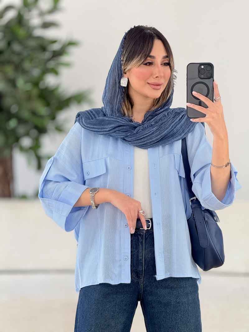 شومیز جیب نما آسنا کد 7820 — تصویر ۵