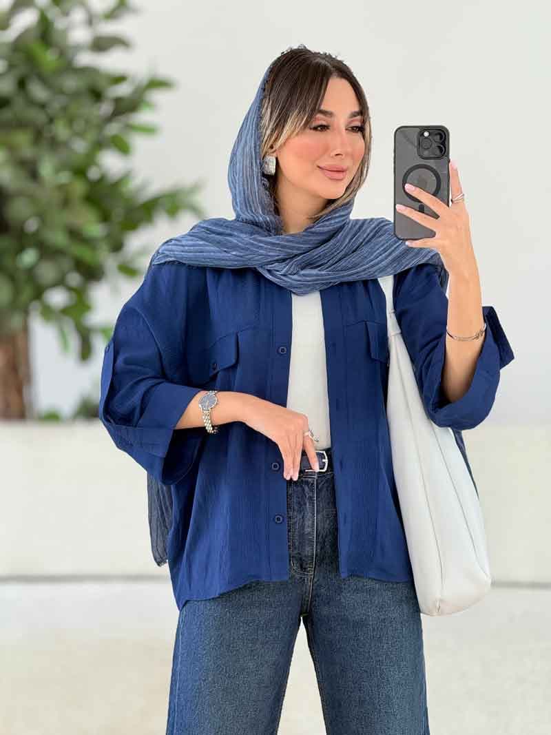 شومیز جیب نما آسنا کد 7820 — تصویر ۲