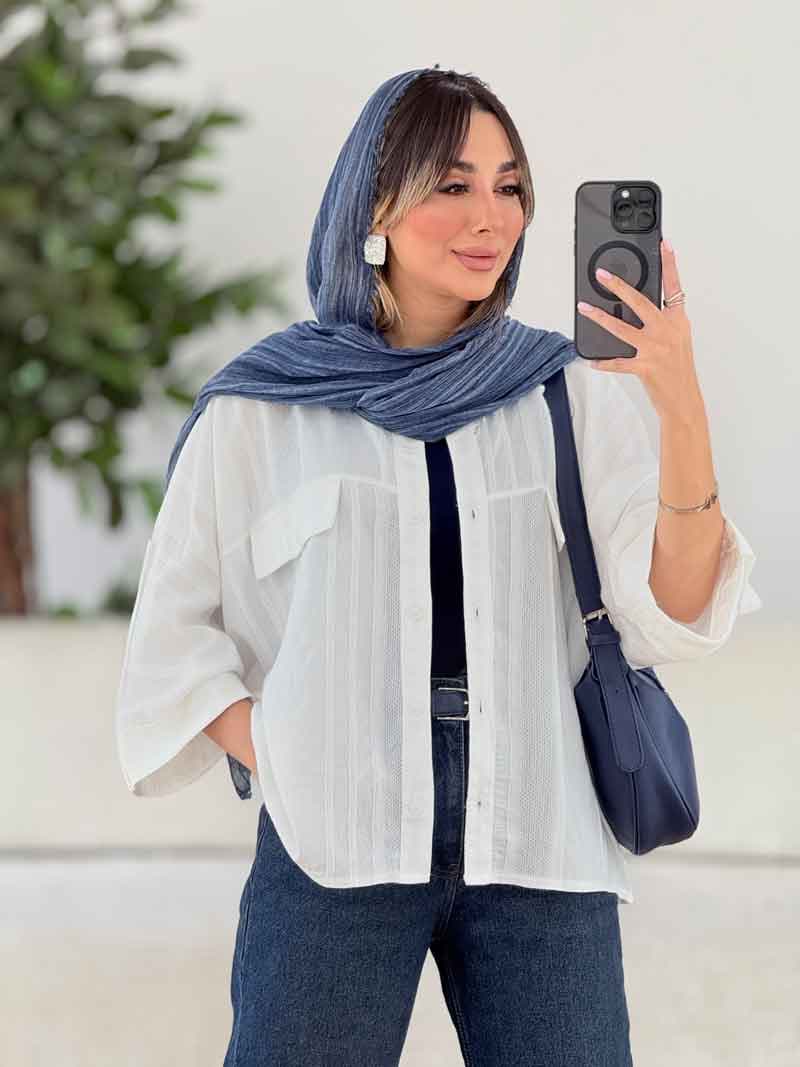 شومیز جیب نما آسنا کد 7820 — تصویر ۷