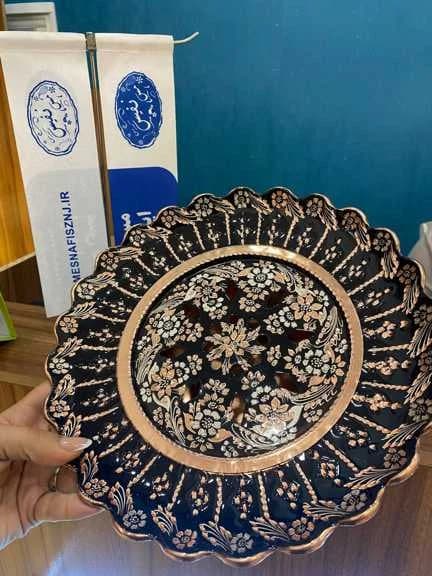 آفتابه لگن مسی الماس تراش و نقره طرح هما — تصویر ۳