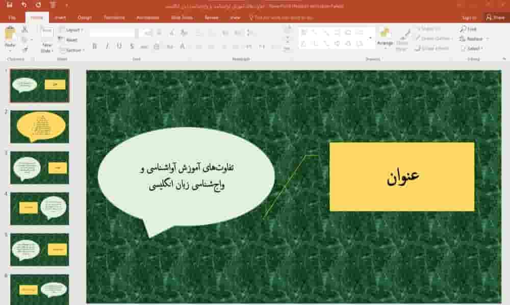 پاورپوینت تفاوت های آموزش آواشناسی و واج شناسی زبان انگلیسی