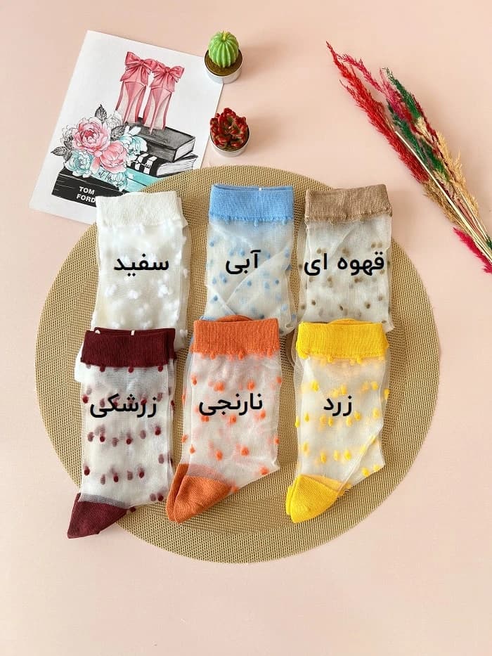 جوراب ساق بلند شیشه ای خال دار زنانه — تصویر ۲