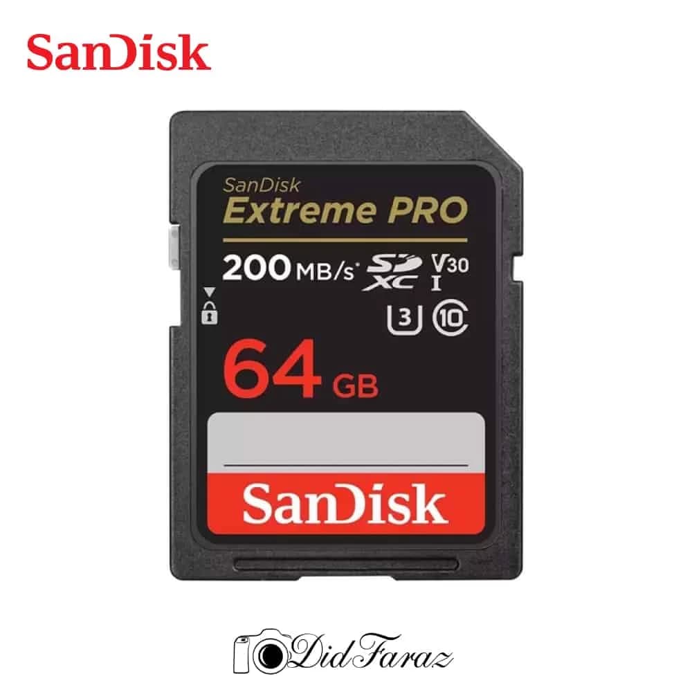 کارت حافظه SDXC سن دیسک مدل Extreme Pro کلاس 10 استاندارد UHS-I U3 V30 سرعت 200 مگابایت بر ثانیه ظرفیت 64 گیگابایت