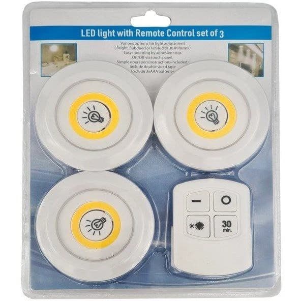 چراغ ریموت دار کابینت (پک 3 عددی LED به همراه ریموت کنترل)