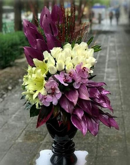 جام گل شیشه ای مشکی یکطرفه کد 415