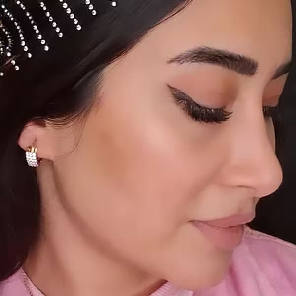گوشواره حلقه ای نگین دار ژوپینگ طلایی