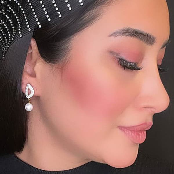 گوشواره نگین دار تک مروارید آویز ژوپینگ
