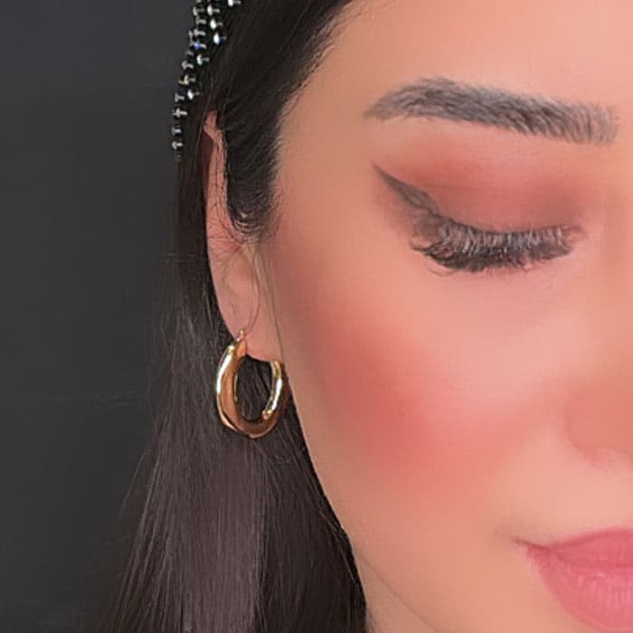 گوشواره حلقه ای مینیمال ژوپینگ طلایی — تصویر ۲