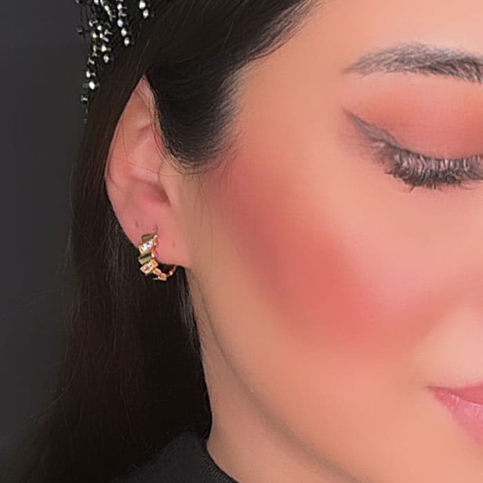 گوشواره حلقه ای مینیمال ژوپینگ طلایی — تصویر ۵
