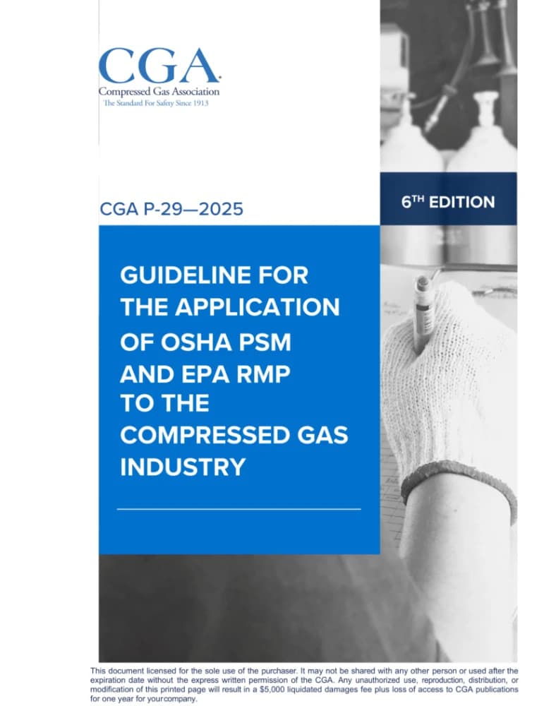 CGA P-29 ویرایش ششم (2025) راهنمای اجرای مدیریت ایمنی فرآیند OSHA استاندارد نسخه PDF انگلیسی
