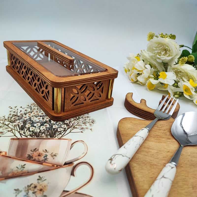 جاقاشقی مستطیل چوبی نرده طلایی — تصویر ۳