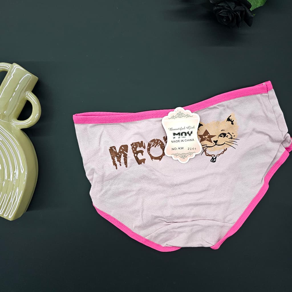 شورت زنانه فری سایز طرح فانتزی MEOW رنگ صورتی کم رنگ