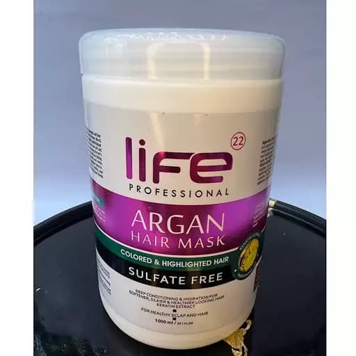 ماسک مو فری سولفات حاوی آرگان لایف life Argan hair mask حجم 1000میلی لیتر