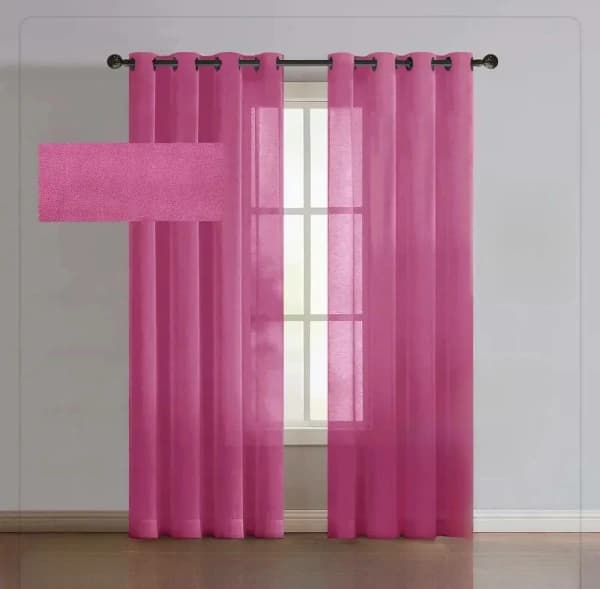 پرده آماده حریر ساده صورتی خاص(Sweet Pink) — تصویر ۲