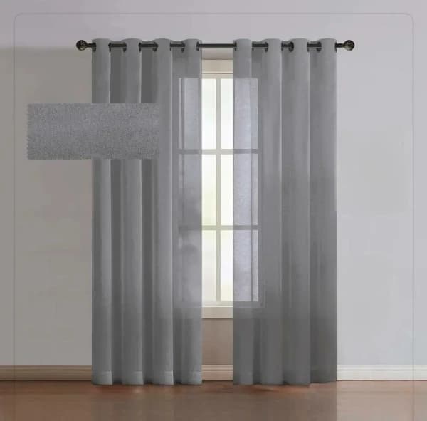 پرده آماده حریر ساده خاکستری تیره(Ship Grey) — تصویر ۲