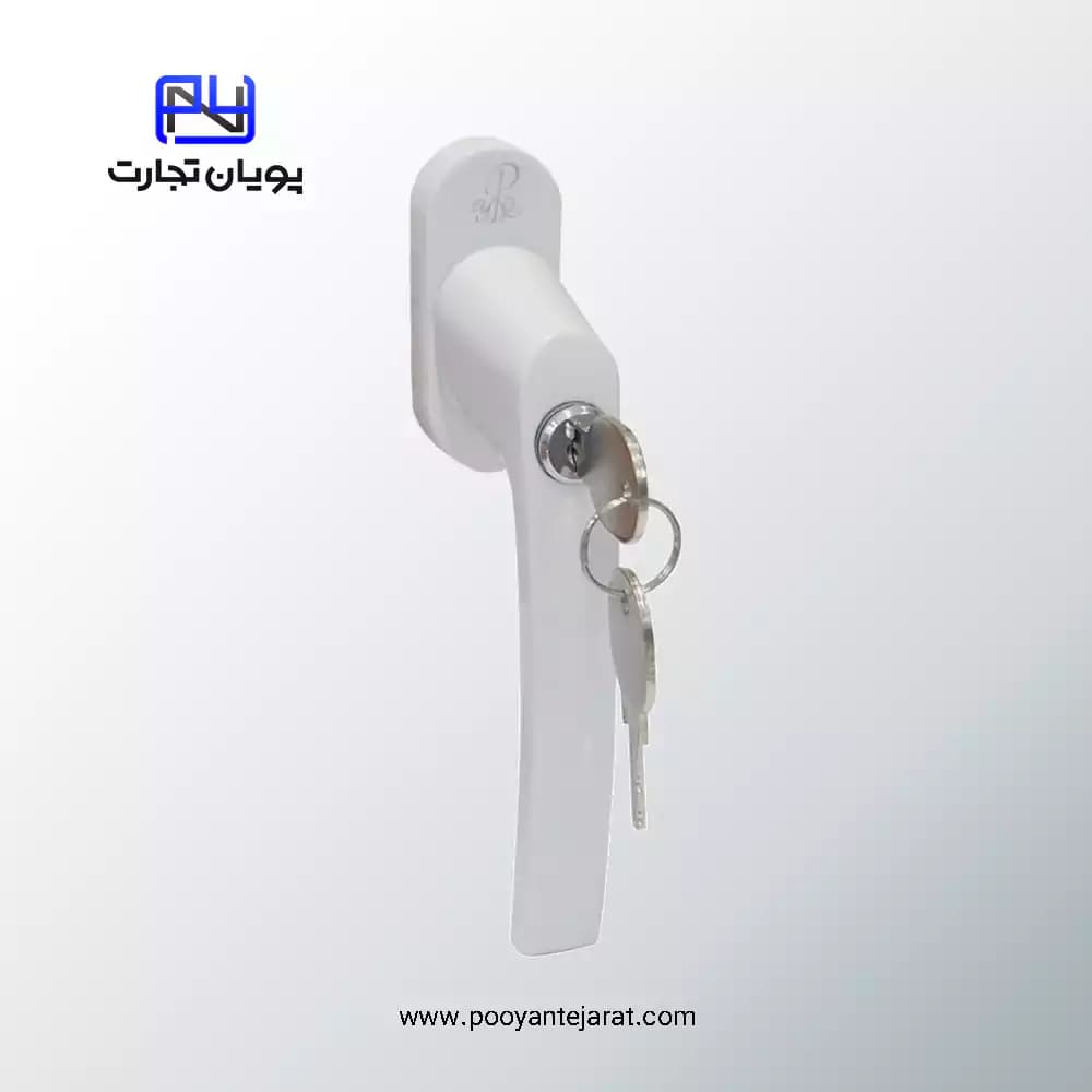 دستگيره درب كليدخور پلاك پهن يك طرفه سفيد YR