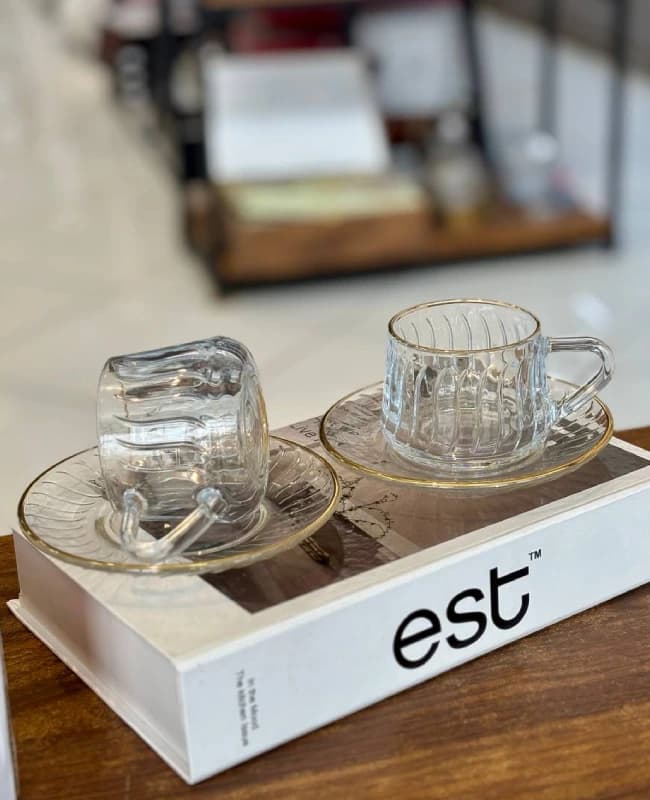 ست فنجان نعلبکی لب طلایی Deli Glass وارداتی کد KIT-1390 — تصویر ۳