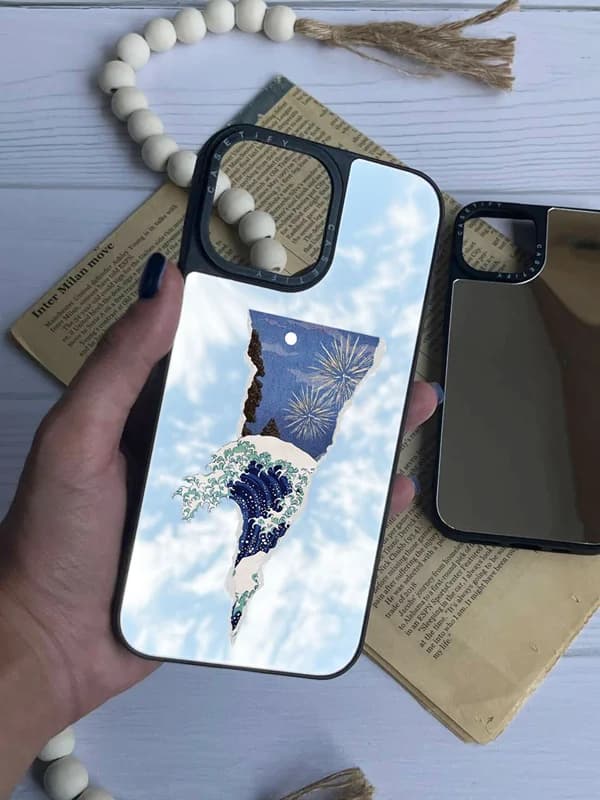 قاب گوشی آینه ای طرح شب و دریا (سفارشی) — تصویر ۲
