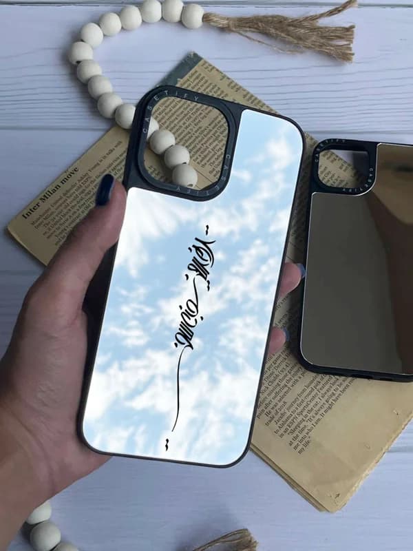 قاب گوشی آینه ای متن تن ظریف جان سخت (سفارشی) — تصویر ۲