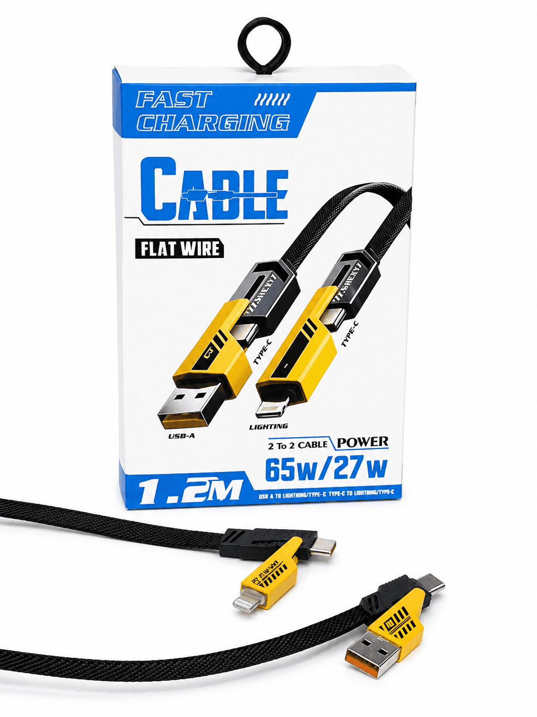 کابل شارژ 4 کاره مدل Flat Wire با توان 65 وات — تصویر ۴