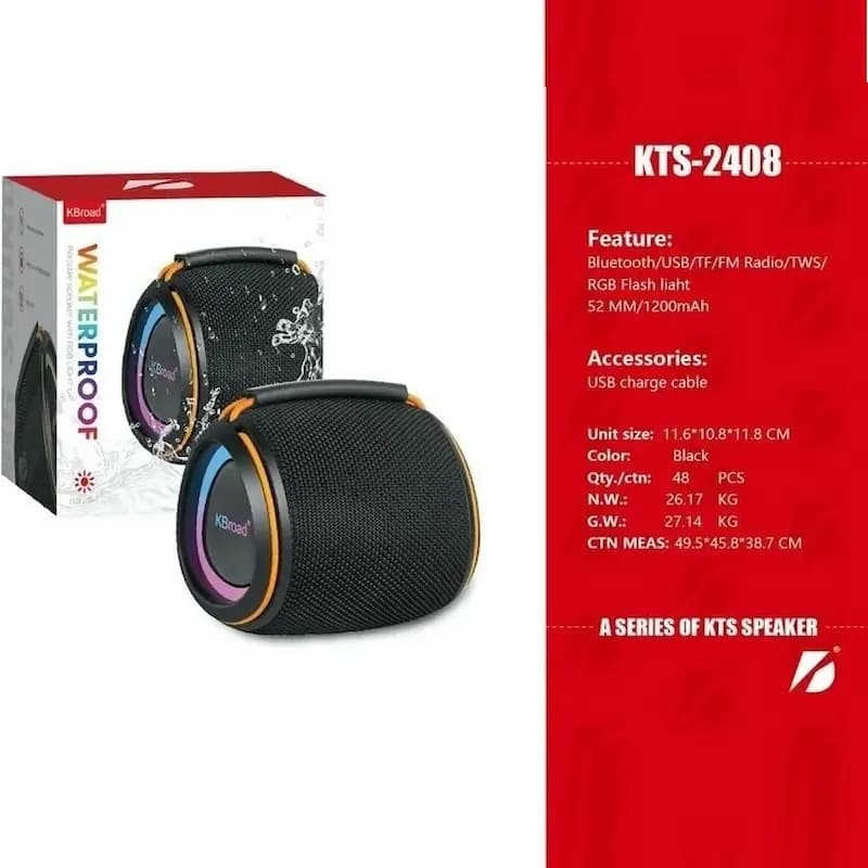 اسپیکر بلوتوثی پرتابل و ضد آب kts-2408 — تصویر ۴