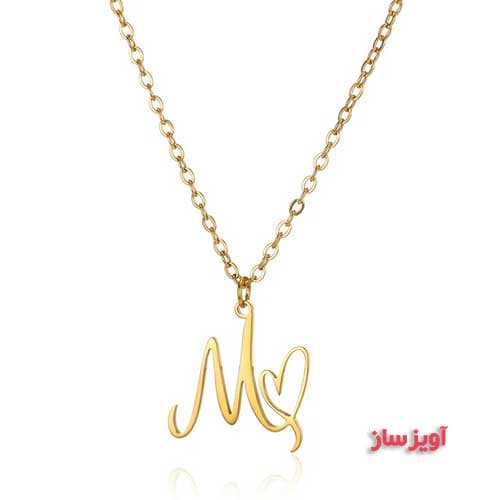 گردنبند حرف انگلیسی M طرح قلب کد 102846