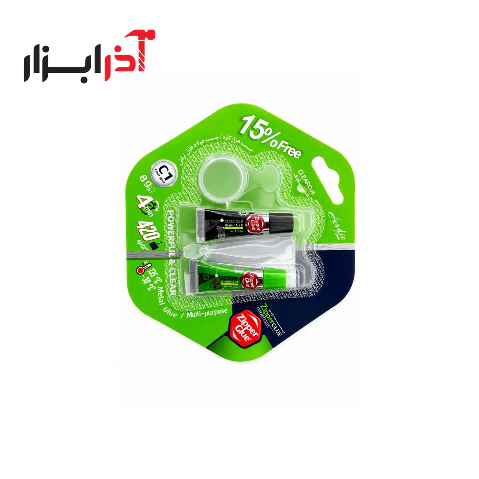 چسب دوقلوی 8 گرم شفاف زیپر