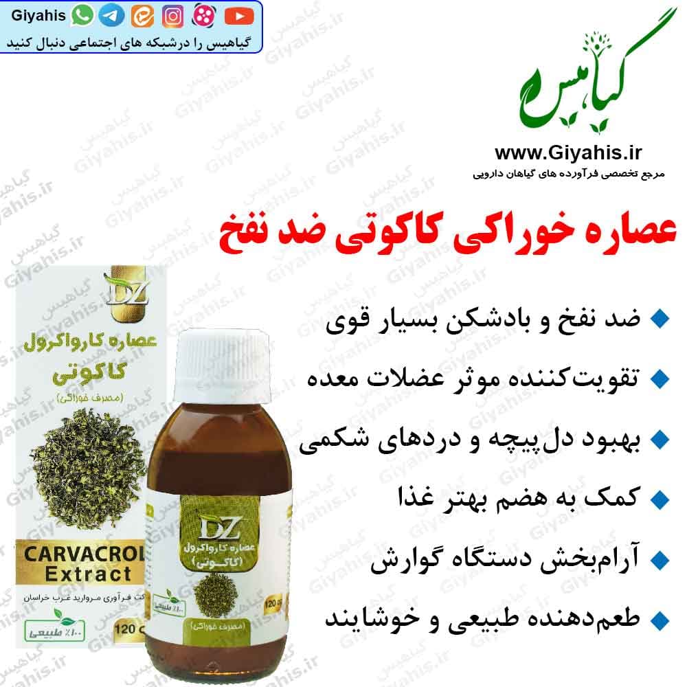 عصاره خوراکی کاکوتی ضد نفخ دکتر زرقانی