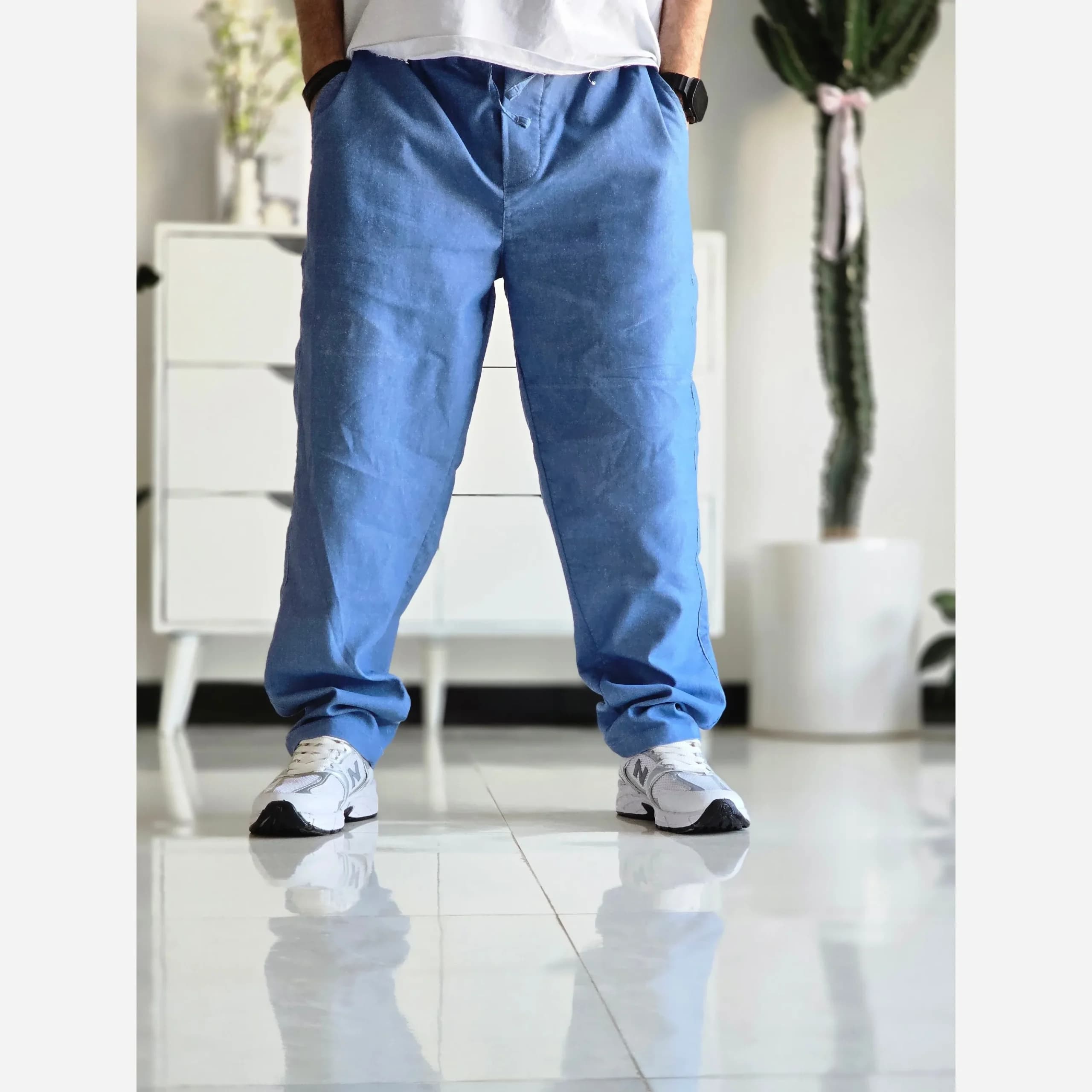 شلوار مام فیت پارچه بنگال کمرکش زنانه و مردانه در رنگبندی متنوع سایز XL و XXL — تصویر ۹