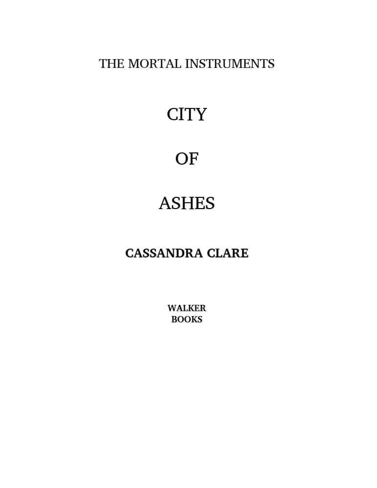 کتاب شهر خاکسترها (City of Ashes) نسخه انگلیسی PDF | کاساندرا کلر