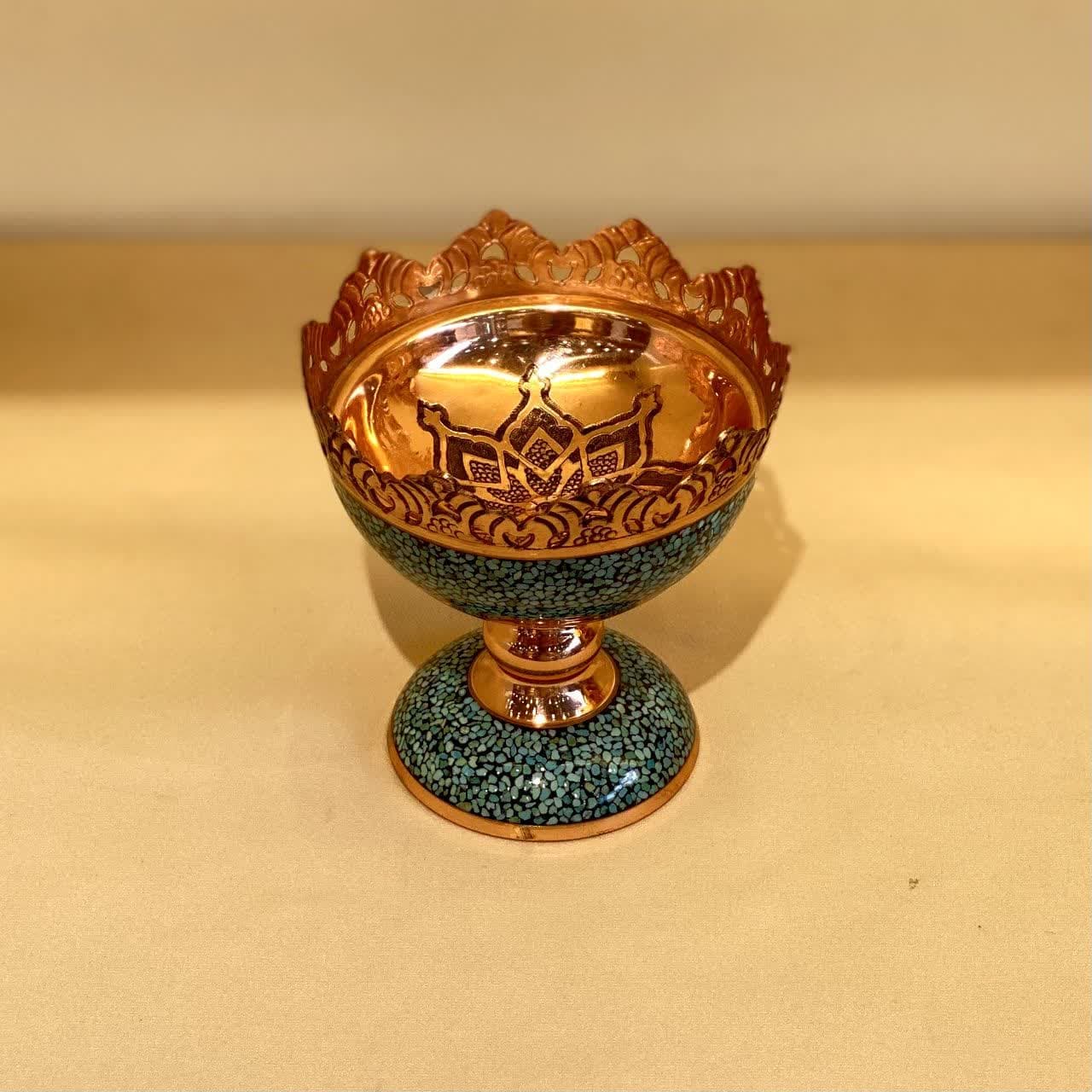 پیاله فیروزه کوب مسی (11 سانتی/کد 518) — تصویر ۳