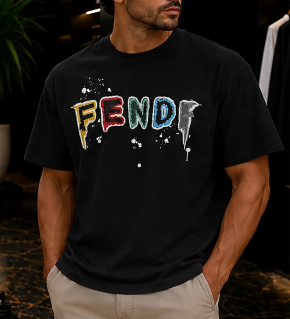 تیشرت مردانه FENDI نخی رنگ مشکی