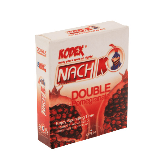 کاندوم کدکس مدل Double Pomegrante با رایحه ی انار در بسته بندی 3 عددی