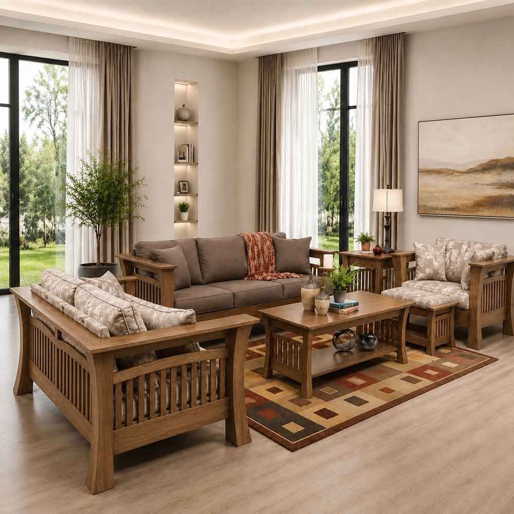 مبل تمام چوب هفت نفره لالین