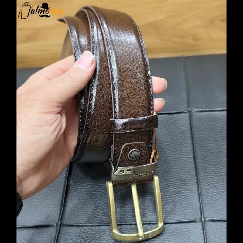 کمربند چرم صنعتی زبانه دار 4 سانت طول 125 سانتی متر سگک خارجی — تصویر ۴