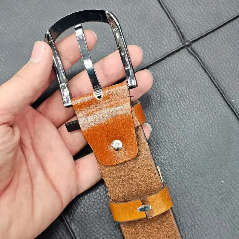 کمربند چرم طبیعی گاوی زبانهدار 4 سانتیمتری طول 125 سانت — تصویر ۴