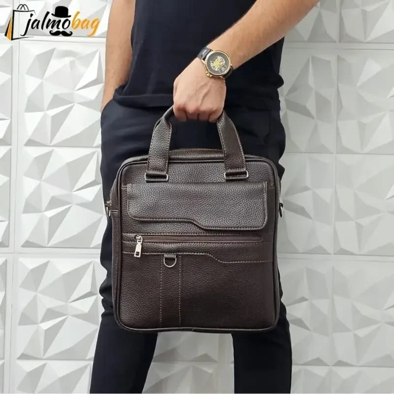 کیف اداری لپتاپی چرمی دستی و دوشی حلقه دار ایستاده — تصویر ۶