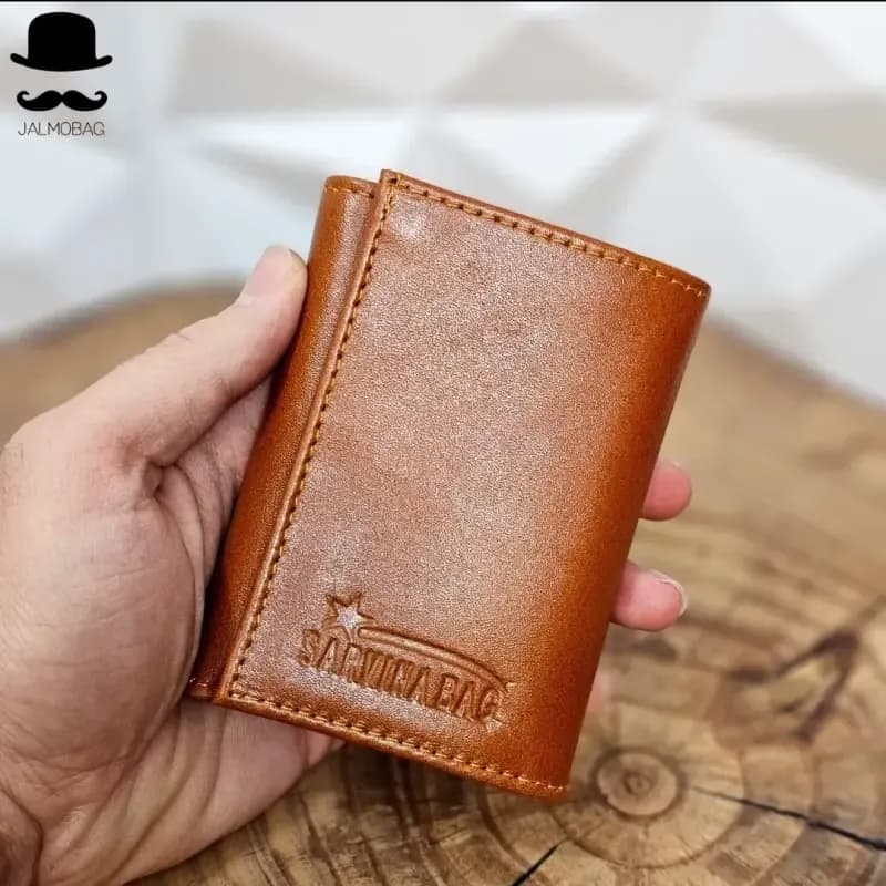 کیف پول جیبی و جاکارتی چرم طبیعی اصل مردانه کوچک — تصویر ۴