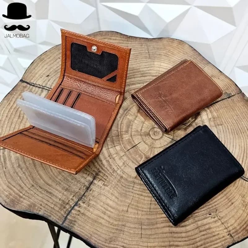 کیف پول جیبی و جاکارتی چرم طبیعی اصل مردانه کوچک — تصویر ۵