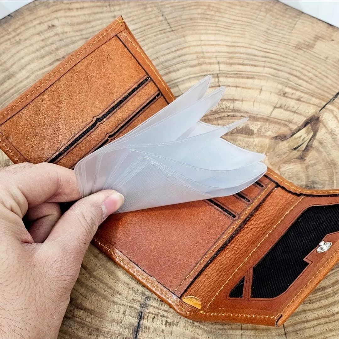 کیف پول جیبی و جاکارتی چرم طبیعی اصل مردانه کوچک — تصویر ۷