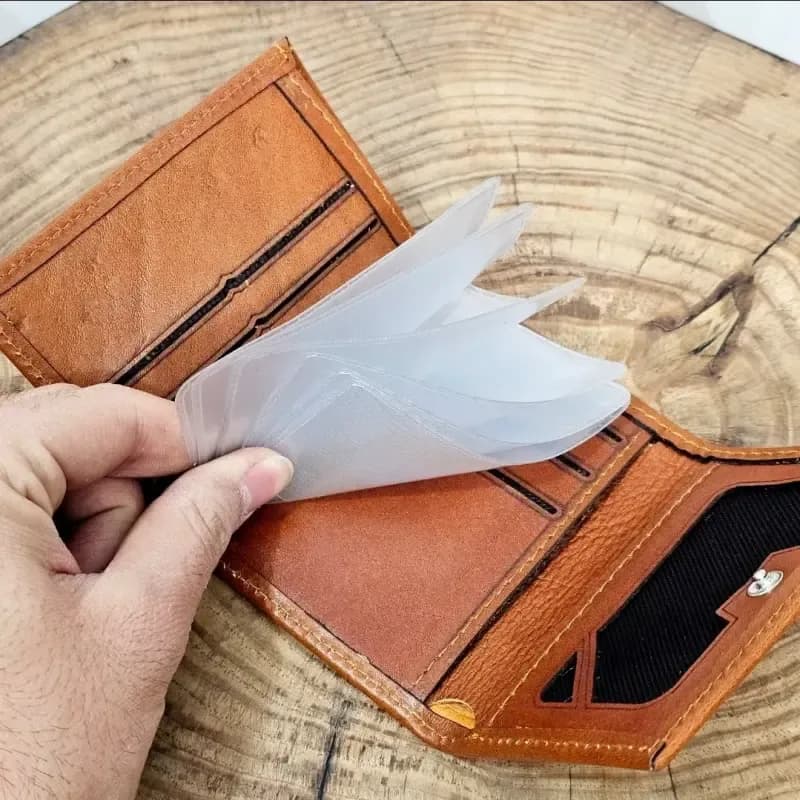 کیف پول جیبی و جاکارتی چرم طبیعی اصل مردانه کوچک — تصویر ۲