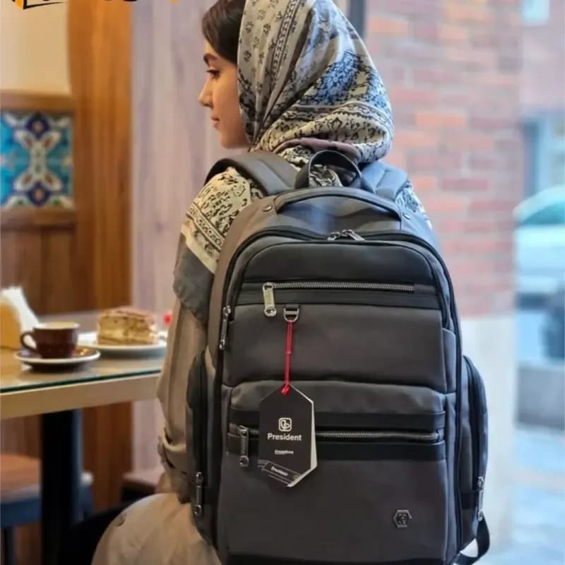 کوله پشتی وارداتی پرزیدنت ضد آب لپ تاپ پورت USB و تایپ C — تصویر ۵